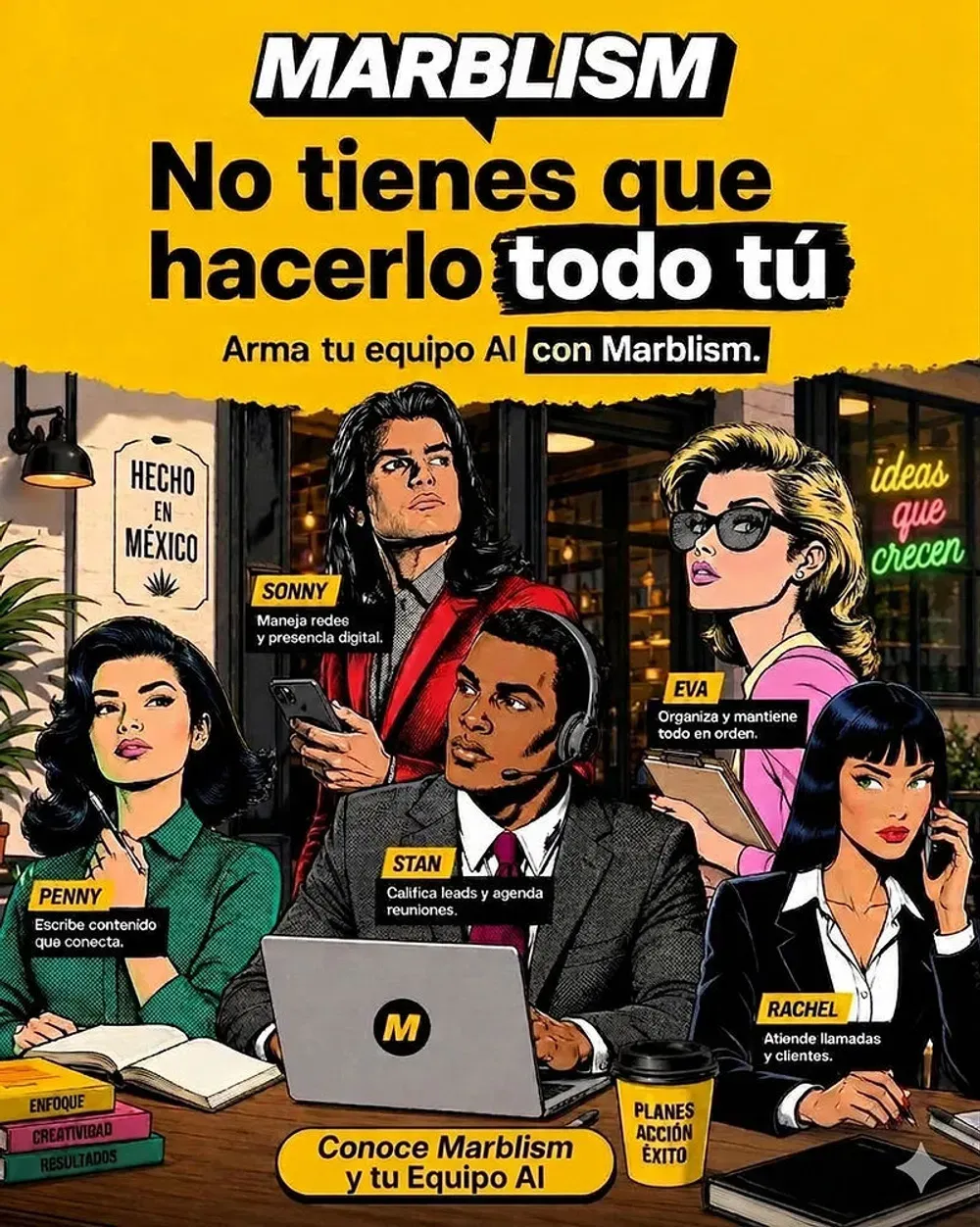 Los seis colaboradores de inteligencia artificial de Tu Oficina IA